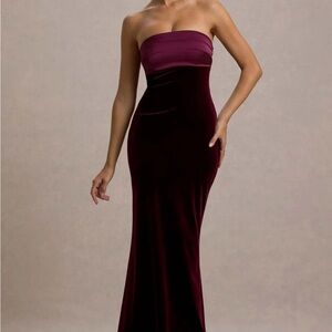 NWT Club London AMBROSI Port Velvet Bandeau Maxi Dress
